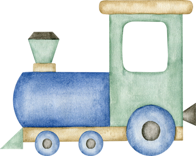 Train toy watercolor illustration